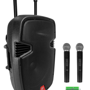 Rockville RAM12BT 12" Rechargeable Powered 600W DJ PA Speaker, 2 Mics, Bluetooth