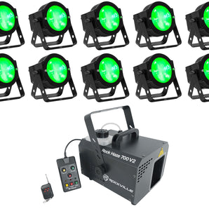 (10) American DJ Dotz Par RGBL COB DMX 16x3.5 Watt LED Par Can Wash Lights+Hazer