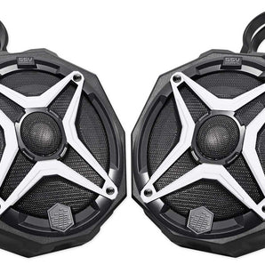 6.5" Roll Cage Tower Speakers for Polaris General+Pod Enclosures+White Grills