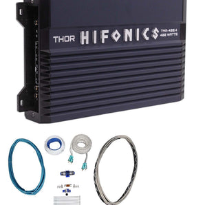 Hifonics TMA-400.4 400 Watt 4-Channel Marine Boat ATV/UTV/RZR Amplifier+Amp Kit