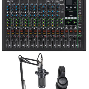 Mackie ONYX16 16-Channel Analog Mixer w/Bluetooth+Audio Technica Mic+Headphones