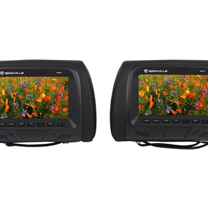 Pair Rockville RHP7-BK 7” Black TFT-LCD Car Headrest Monitors+2 Wireless Headset