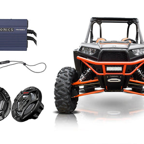 Hifonics TPS-A500.2 500w 2-Ch Amplifier+(2) JVC 6.5" Earbuds 4 RZR/ATV/UTV/Cart