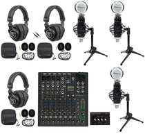 3-Person Podcast Recording Kit with ProFX10v3+ Mixer and Desk Stands