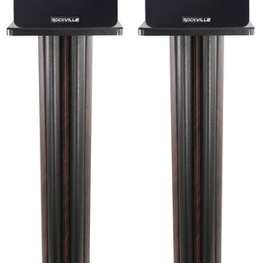 (2) Rockville RockShelf 54D 400w Dark Wood 5.25" Bookshelf Speakers+36" Stands