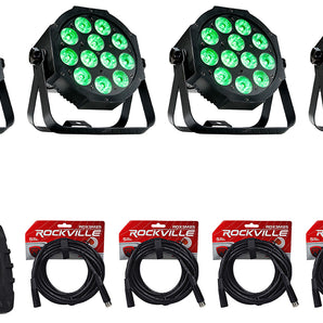 6) Eliminator MEGA 64 PROFILE EP RGB+UV LED Wash Up-Lights+DMX Controller+Cables