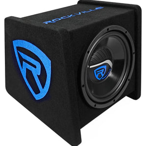 Rockville RV10.1D 500w 10" Loaded Car Subwoofer Enclosure+Mono Amplifier+Amp Kit