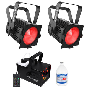 (2) Chauvet DJ EVE P-130 RGB D-Fi USB Stage Wash Light Par Cans+LED Fogger+Fluid
