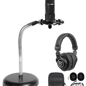 Yeti Blackout Studio Podcasting Podcast Kit w/ Microphone+Headphones+Gooseneck