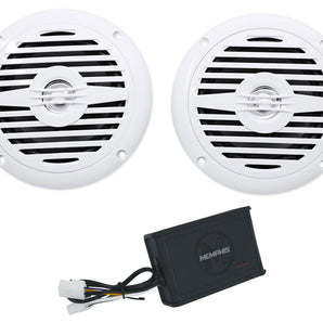 Memphis Audio MX150.2-24V Motorcylcle/RZR/UTV Amplifier+5.25" Speakers in White