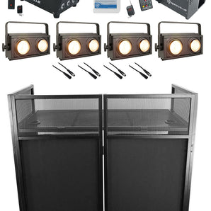 (4) American DJ ENCORE BURST 200 COB Dual DMX Strobe Lights+Facade+Hazer+Cables