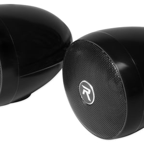 2) Rockville RockNRide 3" Powered Bluetooth Metal Motorcycle Handlebar Speakers