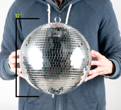 EM12 12" Disco Mirror Ball + Motor For Dance Floor/Events/Disco/Bar