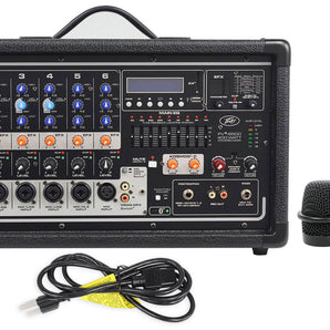 Peavey Pvi6500 400w 6-Ch Powered Live Sound Mixer w/ Bluetooth PVI 6500+Blue Mic