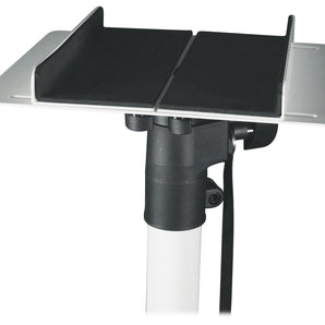 Pair of Rockville DPM5W 5.25 inch Powered Studio Monitor Speakers and White Adjustable Stands