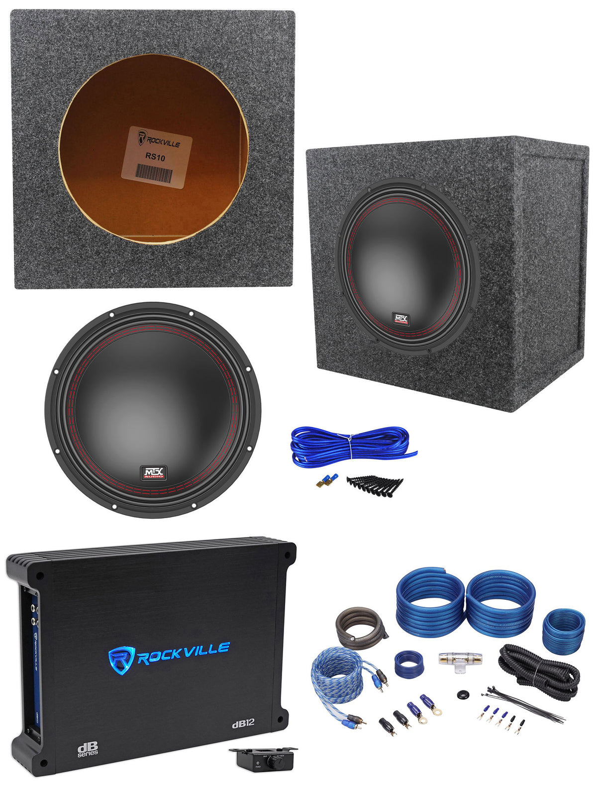 5510-44 10" Subwoofer, Sealed Enclosure, Amplifier & Amp Kit
