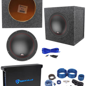 MTX 5510-44 10" 800w Subwoofer+Sealed Sub Box Enclosure+Mono Amplifier+Amp Kit