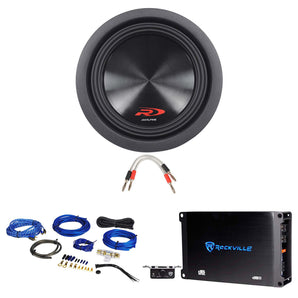 Alpine SWR-8D4 8" 1000 Watt DVC Car Subwoofer Sub+Mono Amplifier+Amp Kit SWR8D4