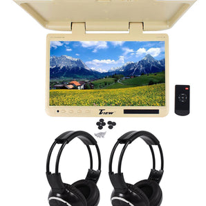 Tview T257IR-TN 25" Beige/Tan Flip Down Car Monitor + 2 Wireless Headphones