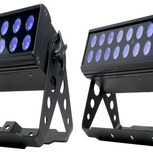 (2) American DJ UV LED BAR20 IR DMX Ultraviolet Bar Wash Blacklights with Remote