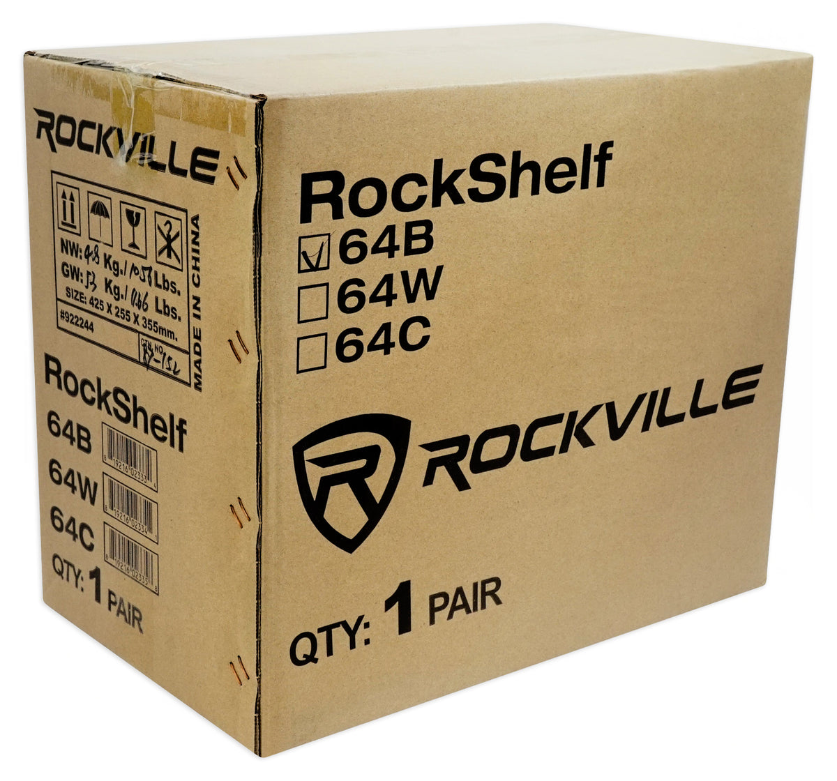 RockShelf 64B Black 6.5" Home Bookshelf Speakers+8 inch Wood Stands