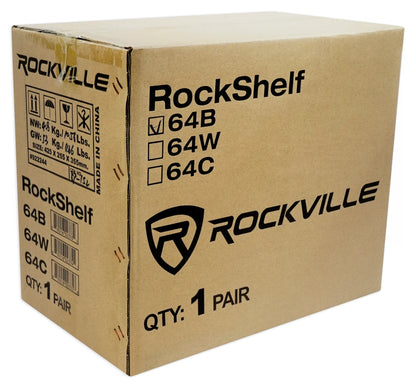 RockShelf 64B Black 6.5" Home Bookshelf Speakers+8 inch Wood Stands