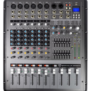 Rockville RPM870 8 Channel 6000w Powered Mixer w/ USB, Effects, 8 XDR2 Mic Pres