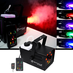 Rockville R1200L Fog/Smoke Machine w LED Lights/Strobe, 7 Channel DMX and 2 Remotes