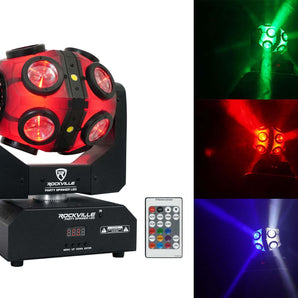 Rockville Party Spinner LED Moving Head RGBW DJ Light with DMX Controls+18 LED's