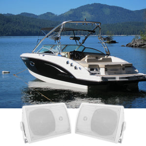 Pair Rockville HP5S 5.25" Marine Box Speakers with Swivel Bracket For Boats