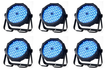(6) Mega Go Par 64E RGB+UV DMX Par Can Stage Wash Lights