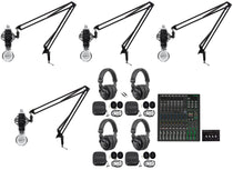 4-Person Podcast Recording Kit with ProFX12v3+ Mixer and Boom Arms