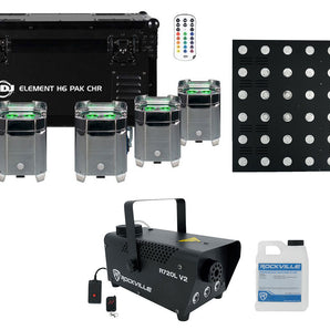 ADJ Element H6 Pak Chr (6) RGBAW+UV Wireless DMX Wash Lights+Fogger+Effect Light