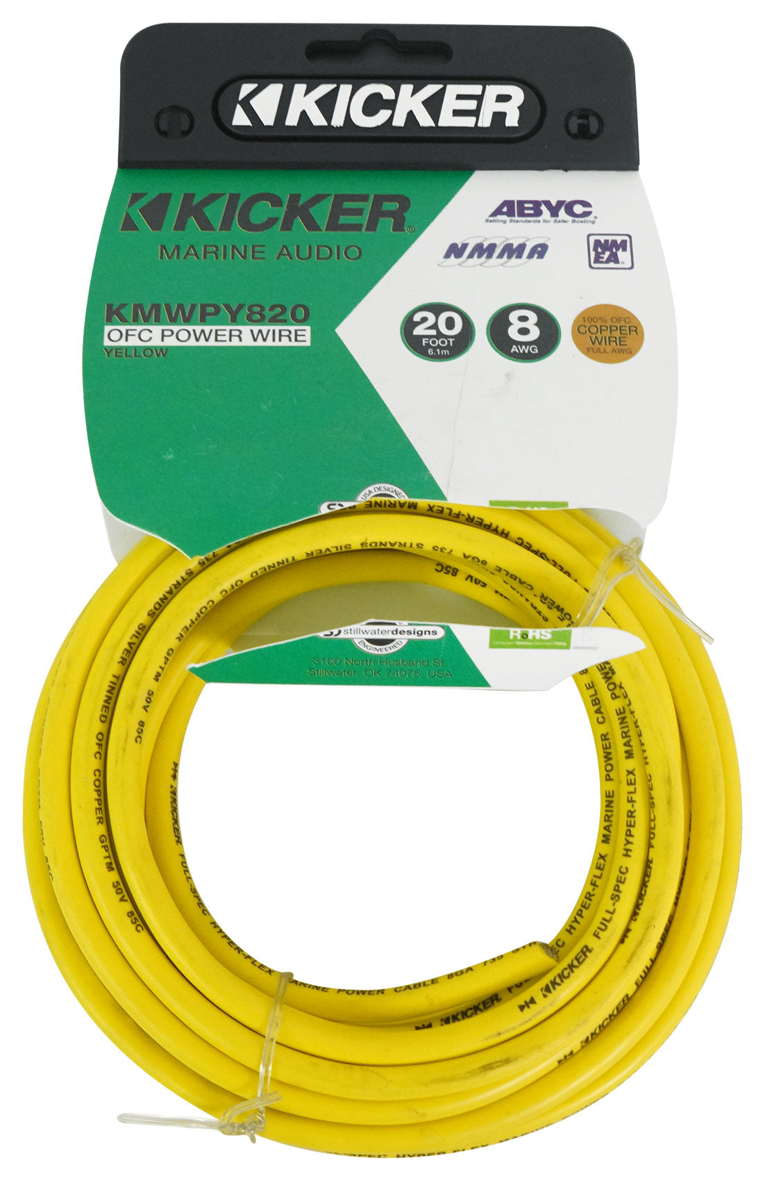 KICKER 47KMWPY820 20 ft. 8 AWG Marine Power Wire in Yellow KMWPY820