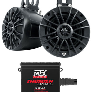 2) Rockville UT525B UTV/ATV 5.25" Rollbar Speakers+MTX Audio 2-Channel Amplifier