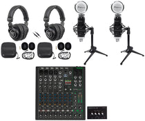 2-Person Podcast Recording Kit with ProFX10v3+ Mixer and Desk Stands