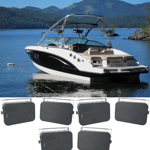 (6) Rockville HP65S 6.5" Black Marine Box Speakers with Swivel Bracket For Boats