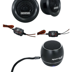 Pair Memphis Audio PRX10 1" PEI Car Dome Tweeters+Portable Bluetooth Speaker