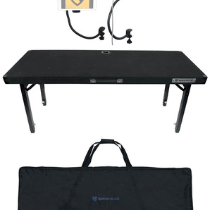 Rockville RTBL4 Adjustable DJ Table Folding Legs+Bag+Gooseneck Tablet+Mic Stands