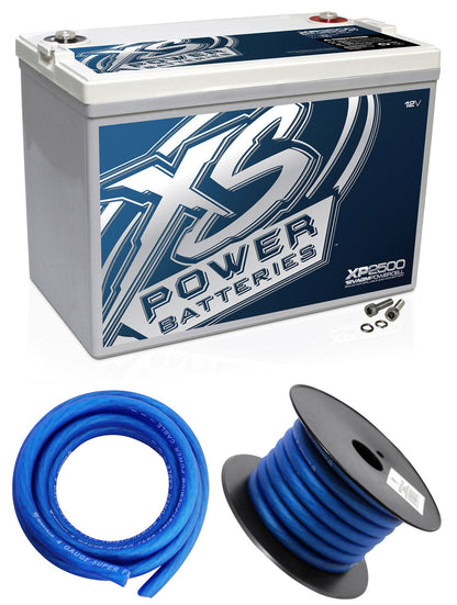 XS Power XP2500 2500 Watt Power Cell Car Audio Battery+Power+Ground Wires