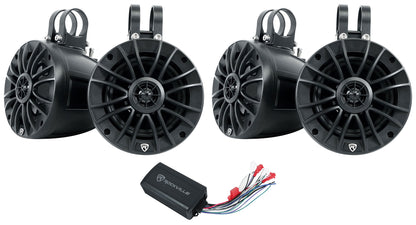 (4) UT525B 5.25" Tower Speakers + PS40 Bluetooth Amp For UTV/RZR