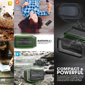 Rockville ROCK ANYWHERE WaterProof Portable Bluetooth Speaker +TWS Stereo Linking