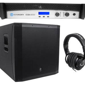 Crown CDi4000 2-Channel 1200w Power Amplifier+Mackie SRM Subwoofer+AT Headphones