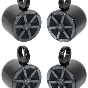 (4) JVC CS-MS620 Black 6.5" 50 Watts RMS Marine Wakeboard Tower Boat Speakers