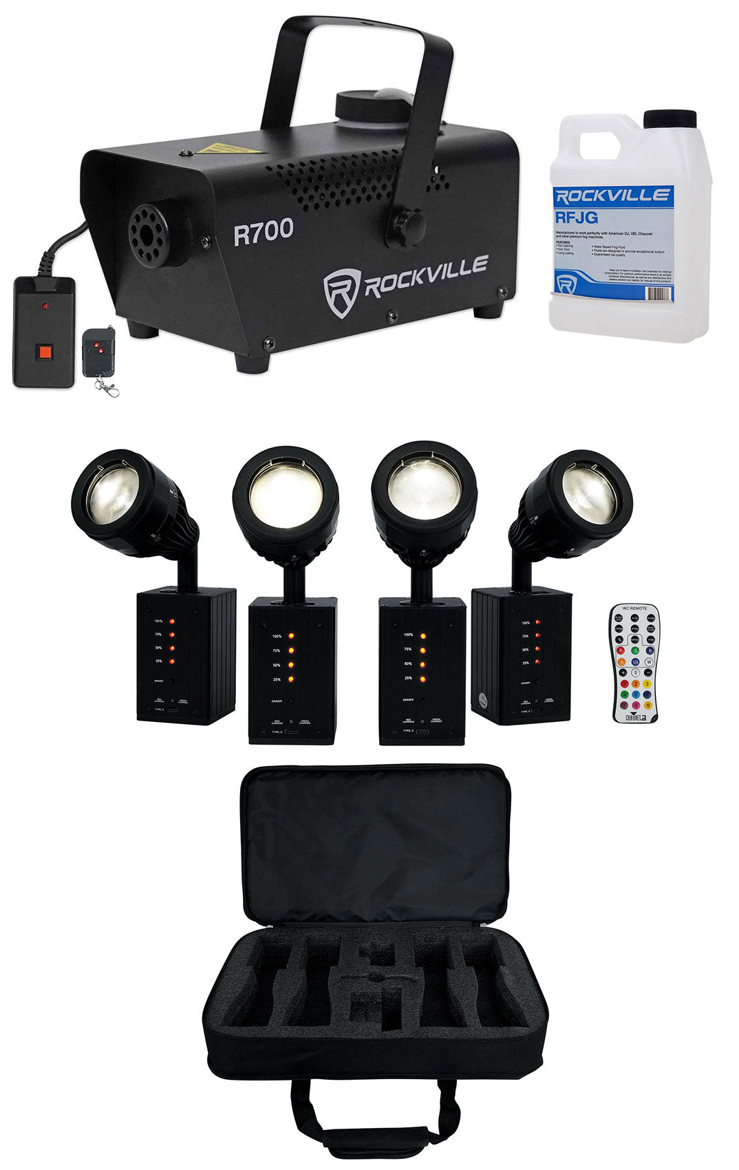 Ezpin Zoom Pack Pin Spot Kit + R700 Fog Machine