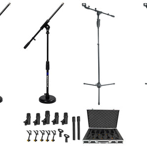 Rockville PRO-D7 KIT 7 Mic Drum Kit w/Bass+Snare+Overhead Microphones+(4) Stands