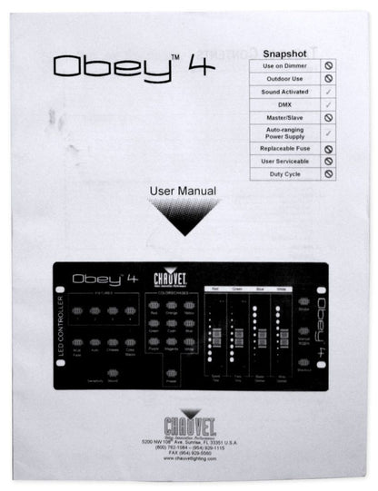 Obey 4 DMX-512 LED Wash Light Controller + Backpack