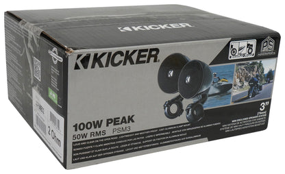 2) Kicker 47PSMB32 3" 100w PSM Motorcycle/ATV Handlebar Speakers in Black PSMB32