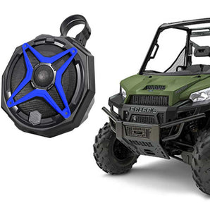 2 6.5" Rear Harness Bar Cage Kicker Tower Speakers for Polaris Ranger+Blue Grill