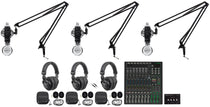 3-Person Podcast Recording Kit with ProFX12v3+ Mixer and Boom Arms